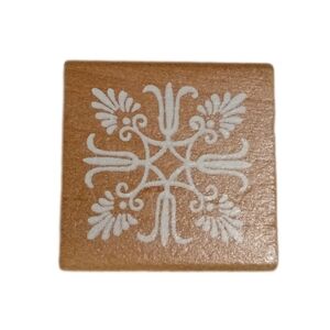 Decorative Wooden Stamp with White Design